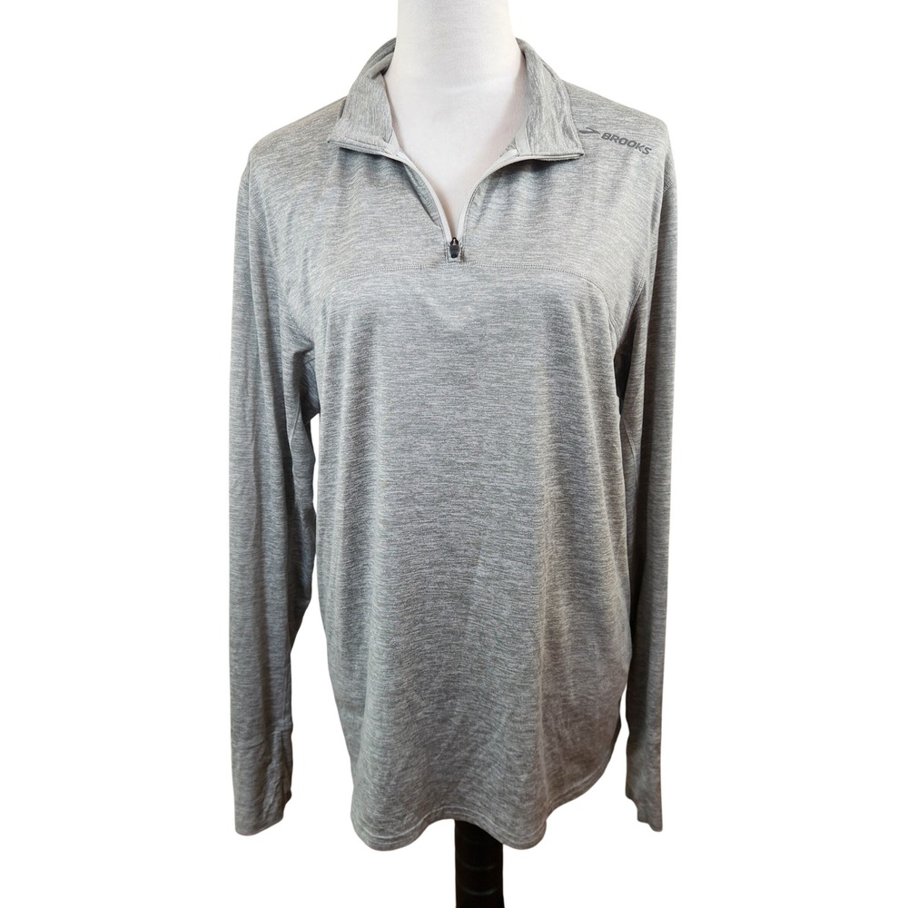 Brooks Women'sโ Medium M Gray Half Zip Pullover Running Athletic Top Athleisure